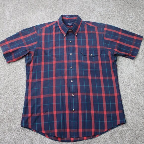 Hugger by Gant Shirt Mens Large Blue/Red Foxhunt Plaid Cotton/Polyester S/S - Picture 2 of 12